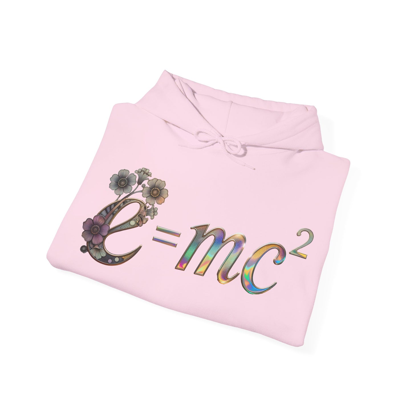 E=mc² Floral Graphic Hoodie — Science Equation Sweatshirt (Front art) (UK)
