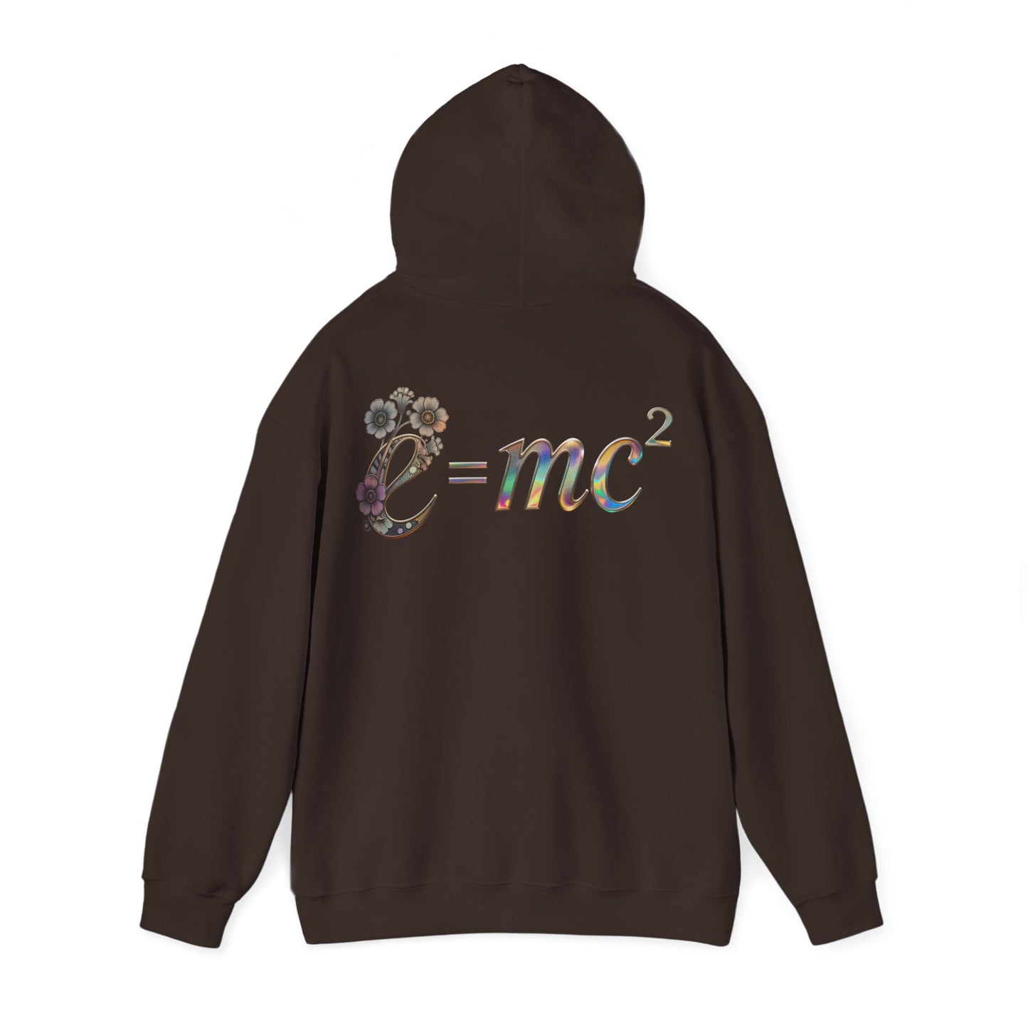 E=mc² Floral Graphic Hoodie — Science Equation Sweatshirt (Back art) (UK)