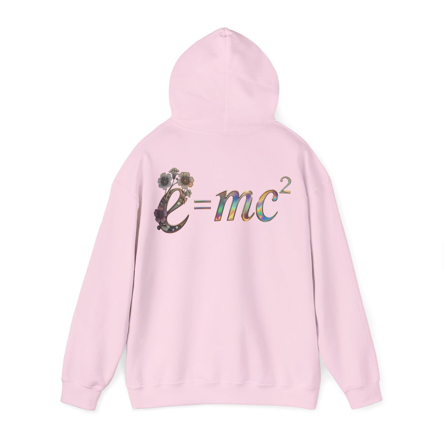 E=mc² Floral Graphic Hoodie — Science Equation Sweatshirt (Back art) (UK)