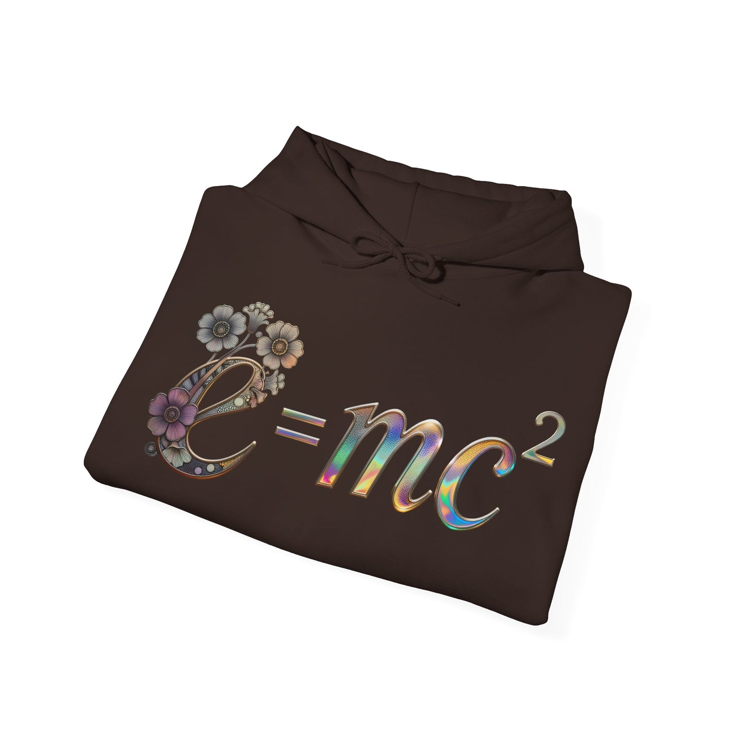 E=mc² Floral Graphic Hoodie — Science Equation Sweatshirt (Front art) (UK)