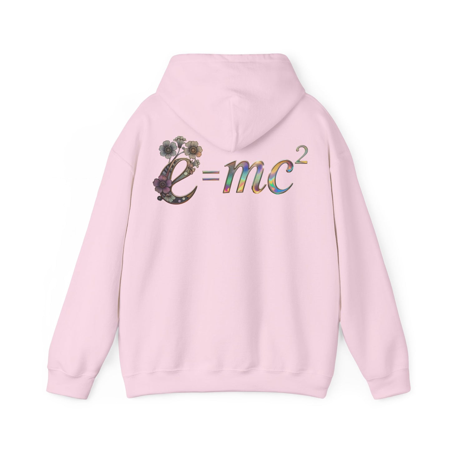 E=mc² Floral Graphic Hoodie — Science Equation Sweatshirt (Back art) (UK)