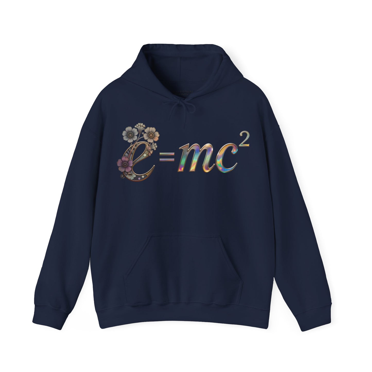 E=mc² Floral Graphic Hoodie — Science Equation Sweatshirt (Front art) (UK)