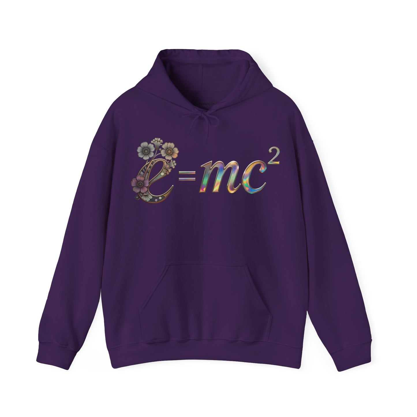 E=mc² Floral Graphic Hoodie — Science Equation Sweatshirt (Front art) (UK)