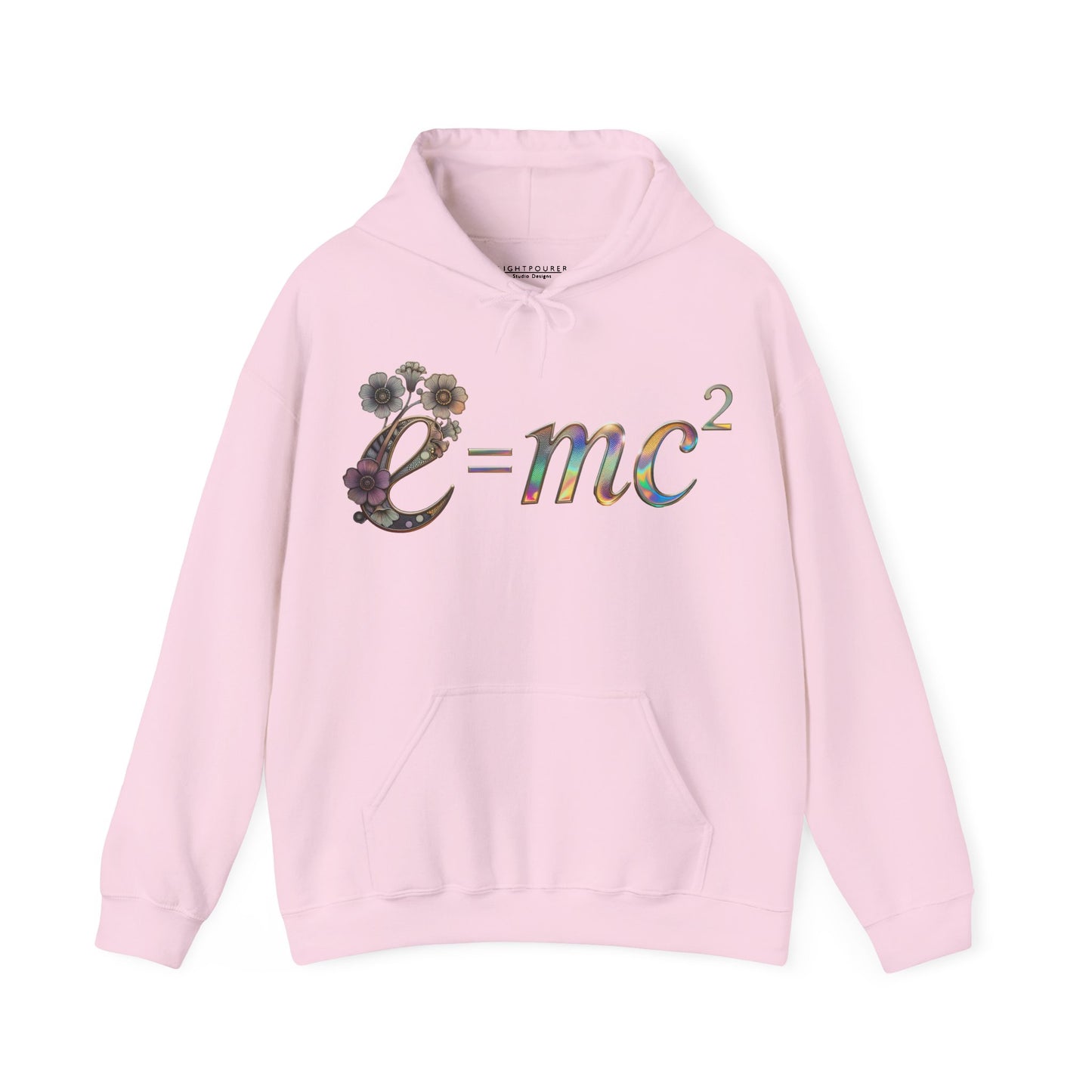E=mc² Floral Graphic Hoodie — Science Equation Sweatshirt (Front art) (UK)